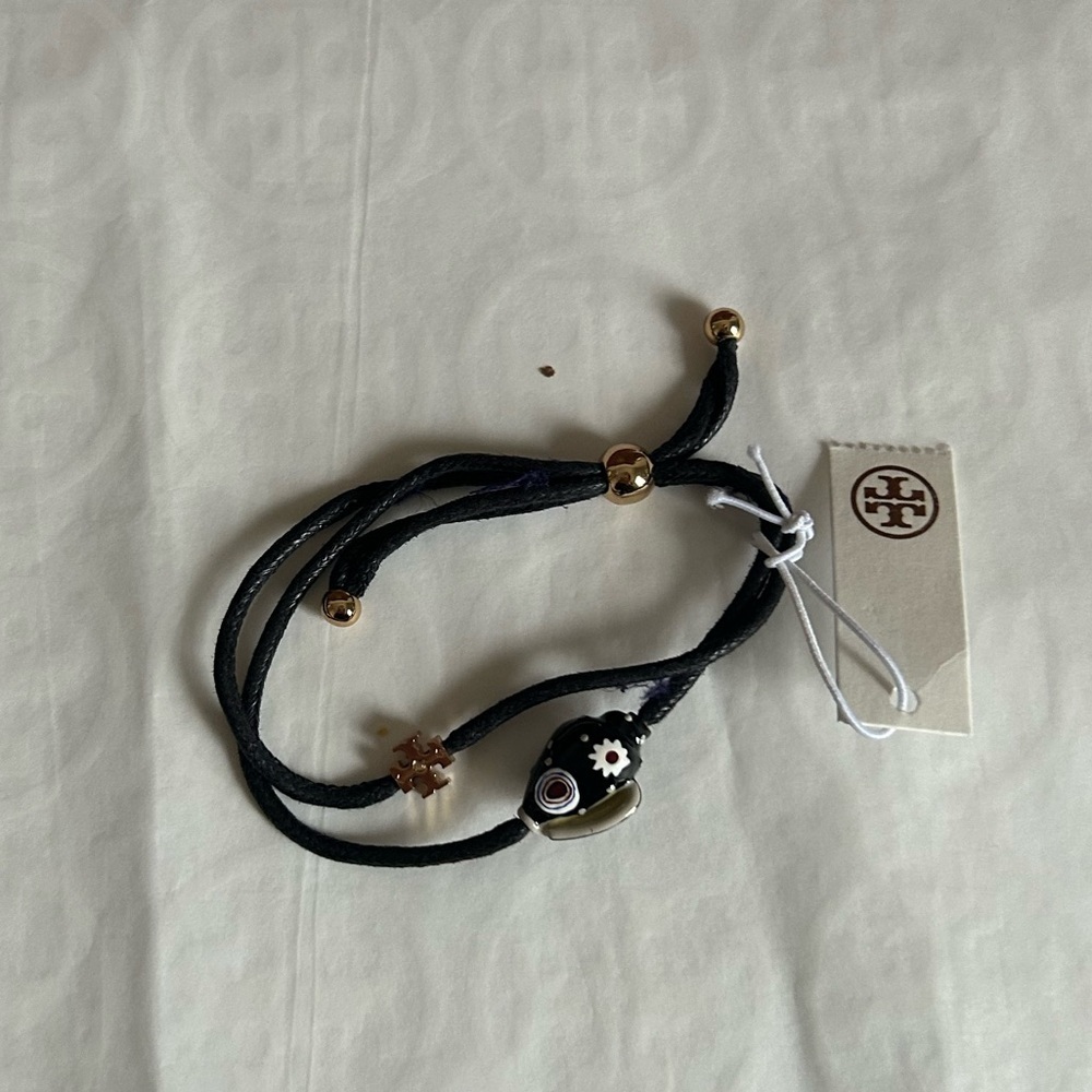 Tory Burch Shell Slider Bracelet In Tory Gold Black Multi